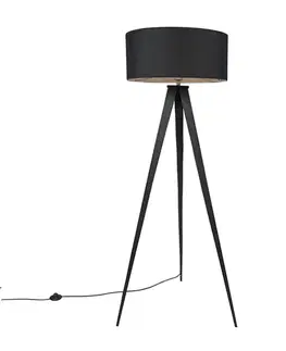 Stojace lampy Moderná stojaca lampa čierna s čiernym tienidlom - Ilse