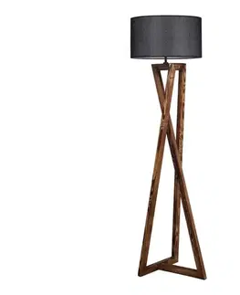 Lampy  Stojacia lampa MACKA 1xE27/60W/230V čierna/hnedá 534LUN2159