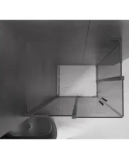 Sprchovacie kúty MEXEN/S - Velar L Duo sprchovací kút, posuvné dvere 90 x 80, grafit, gun gray kartáčovaná - 871-080-090-02-43-66 871-090-080-02-43-66