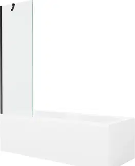 Sprchové dvere MEXEN/S - Cubik obdĺžniková vaňa 160 x 70 cm s panelom + vaňová zástena 60, transparent, čierna 550316070X9506000070
