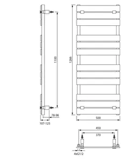 Radiátory do kúpeľne AQUALINE - BONDECO vykurovacie teleso 500x1266, čierna mat DC512B