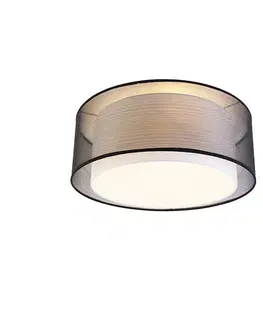Stropné osvetlenie Moderné stropné svietidlo čierne s bielou 50 cm 3-svetlo - Drum Duo