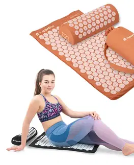 Akupresúrne podložky Akupresúrna podložka a vankúš inSPORTline Alavea II mocha mousse-ružová