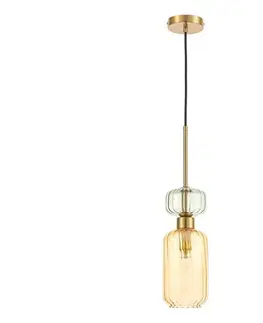 Svietidlá  Luster na lanku MOLLY 1xE14/40W/230V pr. 12 cm zlatá/oranžová/zelená ML1823