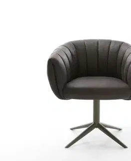 Jedálenské stoličky DELIFE Jedálenská stolička Jada-Flex mikrovlákno antracitová vintage krížová podstava titánová farba 360° otočný hojdacia funkcia vrecková pružina