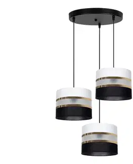 Svietidlá  Luster na lanku CORAL 3xE27/60W/230V čiernobiela 0458
