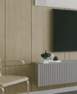 TV stolíky ArtExt Závesný TV stolík JOY | 200 cm Farba: Sivá (drážky)