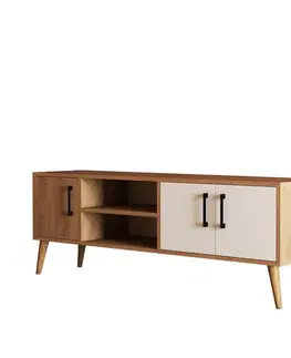 TV stolíky HANY TV stolík na nožičkách, dub / biela