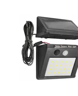 Záhradné lampy  LED solárne nástenné svietidlo so snímačom a externým panelom LED/0,55W/3,7V IP44 SOLAR 1 EXT