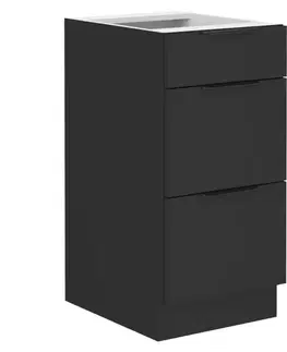Kuchynské dolné skrinky KONDELA Siber 40 D 3S BB dolná kuchynská skrinka čierna