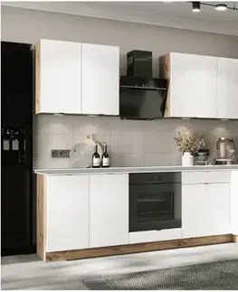 Kompletné kuchynské zostavy Artstolk Rohová kuchynská linka GIANNA C | dub artisan/biela 200-260 cm Prevedenie: s pracovnou doskou