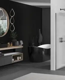 Sprchové dvere MEXEN/S - Kioto Sprchová zástena WALK-IN 70 x 200, prúžky 8 mm, grafit kartáčovaná 800-070-101-66-09