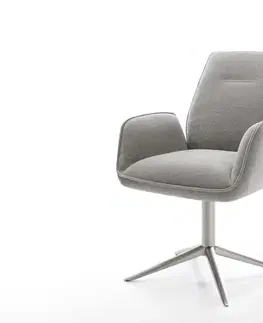 Jedálenské stoličky DELIFE Jedálenská stolička Zoa-Flex štruktúrovaná látka mäkký sivá krížová podstava nerezová oceľ 360° otočný hojdacia funkcia vrecková pružina