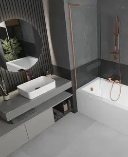 Sprchové dvere MEXEN/S - Next L vaňová zástena FIX 60 x 150, transparent, meď kartáčovaný 895-060-000-03-00-65