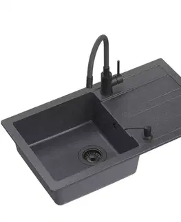 Granitové drezy Drez Redy Max Very black 770x440x175