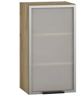 Kuchynské horné skrinky HALMAR Vento GV-40/72 P horná kuchynská skrinka dub craft / hliník / mliečne sklo