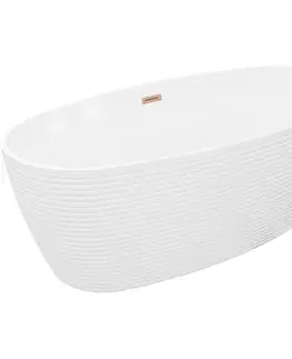 Vane MEXEN/S - Lira voľne stojaca vaňa vzor 170 x 80, biela, sifón a prepad meď kartáčovaná 52831708000-65