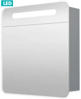 Kúpeľňové zrkadlá Naturel - Zrkadlová skriňa 60 cm, 1 dvere ľavé, LED osvetlenie, zásuvka + vypínač, IP44 GALPIR60LED GALPIR60LED