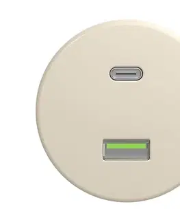 Predlžovacie káble Reblig - Retro USB zásuvka A+C bez rámčeka béžová B/USB