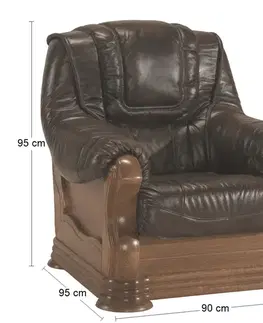 Kreslá PYKA Aneta II kožené kreslo drevo D3 / tmavohnedá (DTS53)
