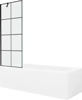 Sprchové dvere MEXEN/S - Vega obdĺžniková vaňa 160 x 70 cm s panelom + vaňová zástena 70, čierna vzor 550116070X9507007077