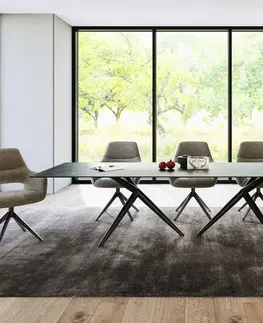 Jedálenské stoly DELIFE Jedálenský stôl Edge 300x100 keramika Laminam®Nero Greco antracit Estelar okrúhly kov čierna
