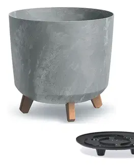 Kvetináče a truhlíky NABBI DGTL300LE plastový kvetináč na nožičkách 29,8 cm sivý betón