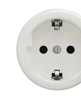 Predlžovacie káble Reblig - Retro domová zásuvka SCHUKO 230 V/16 A bez rámčeka, keramická biela K/ZS