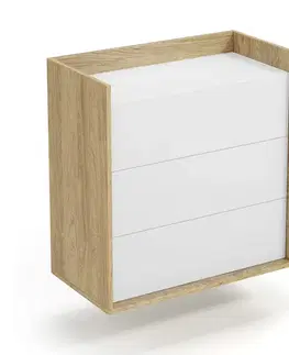 Komody HALMAR Mobius KOM3S komoda prírodný orech / alpská biela