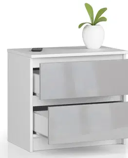 Komody a skrinky Moderný nočný stolík KARIN60, biely / šedý lesk