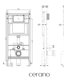 Záchody CERANO - Kompletní WC set Profi/Cronus Standard - bílá lesklá - WC tlačítko Slim/Chrom - předstěnová instalace - 59,3x38,4  CER-153218