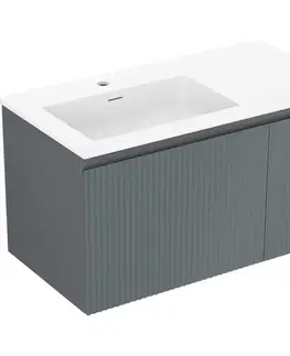 Kúpeľňový nábytok MEXEN/S - Rivel kúpeľňová skrinka 90 cm s umývadlom Otis ľavá, 1S, 1D, reliéf, grafit mat/biela mat 91A23-09047-3-BBFF66-W18L01