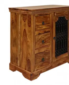 Príborníky Komoda Jali s kovovým výpletom 90x90x45 z indického masívu palisander