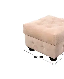 Taburetky PYKA Chesterfield kožená taburetka wenge / biela (White snow)