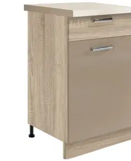 Kuchynské skrinky stojace Kuchynská skrinka Premio 3D sonoma/cappuccino lesk