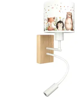 Svietidlá BRILAGI - LED Flex. lampa BOBO WOOD 1xE27/25W/230V + LED/3W dub/biela/zvieratká BG1565+BG5587