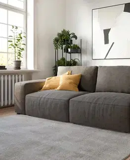 Veľké pohovky DELIFE Veľká pohovka Lanzo 230x95 cm mikrovlákno khaki-hnedá