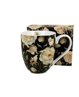 Hrnčeky, šálky, podšálky DUO  - Hrnček XXL ENGLISH ROSES BLACK