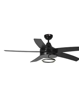 Stropné ventilátory Stropný ventilátor čierny 132 cm vrátane LED s diaľkovým ovládaním - Cool Anello