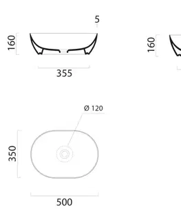 Umývadlá GSI - PURA keramické umývadlo na dosku 50x35cm, biela ExtraGlaze 886011