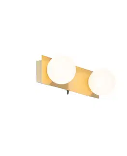 Nástenné osvetlenie Nástenná lampa zlatá 28 cm IP44 2-svetlo s vypínačom - Cederic