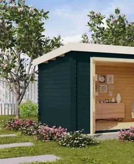 Drevené Drevený záhradný domček BASTRUP 8 s prístavkom Lanitplast
