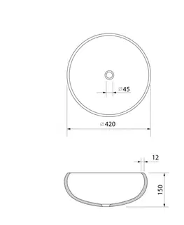 Umývadlá SAPHO - GAVIOTA gravírované sklenené umývadlo na dosku primer 42cm, čierna TY306