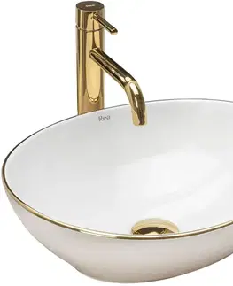Umývadlá REA - Keramické umývadlo Sofia Gold Edge zlaté REA-U3287