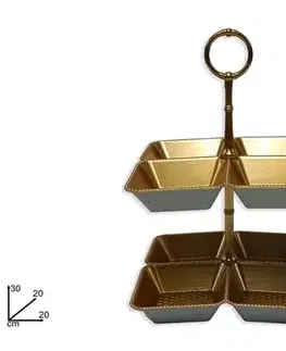 Podnosy a tácky MAKRO - Etažérka 2 poschodová misky zlatá
