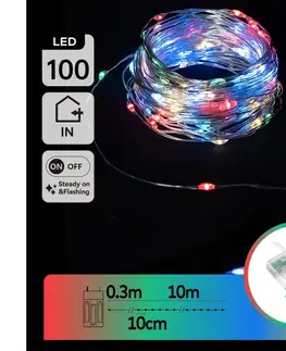 Vianočné dekorácie  B.V.  - LED reťaz 100xLED/3xAA 10,3m viacfarebná B10303KP6