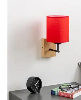 Svietidlá BRILAGI - Nástenná lampa NUBILA WOOD 1xE27/25W/230V dub/červená BG1561+BG1578