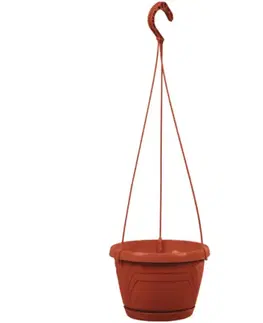 Záhrada Závesný kvetináč LOGATO s podmiskou plast 22x16 cm terakota