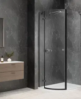 Sprchové dvere POLYSAN - GLOBE GUN METAL štvrťkruhová sprchová zástena 800x900, číre sklo, ľavá GB2890LGM