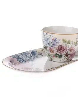 Hrnčeky a šálky Porcelánový hrnček s podnosom Roses, 445 ml